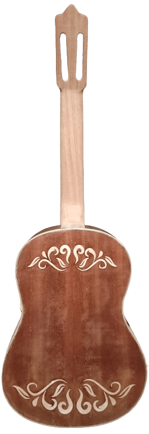 EM Guitars custom Classical guitar style acoustic-guitar figured maple inlay on back of body